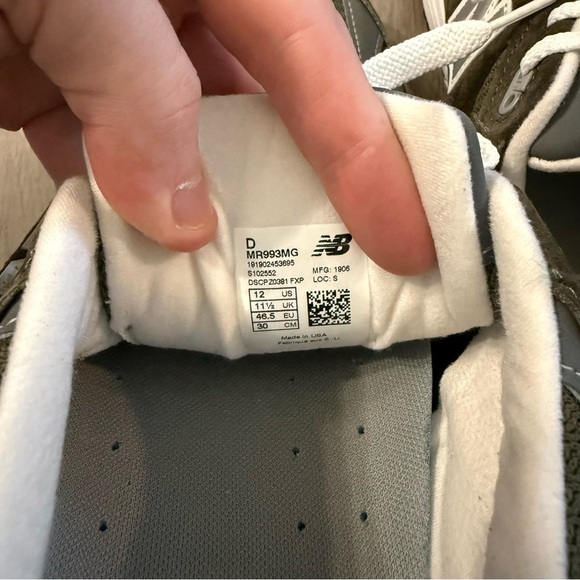 New Balance 993 Made in USA Sneakers – Military Green / Gray – Men’s 12 - Picture 10 of 11
